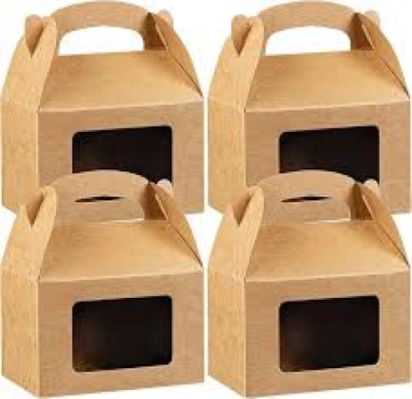 Kraft Gable Gift Boxes with Handles Wholesale