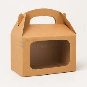 Window Kraft Gable Gift Boxes with Handles